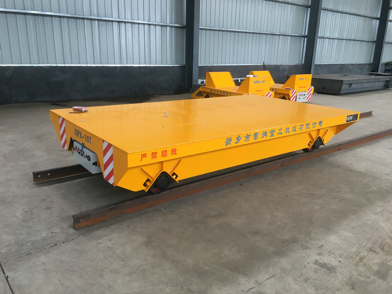 Heavy Duty Rail Powered Transportvagn Flat Trolley