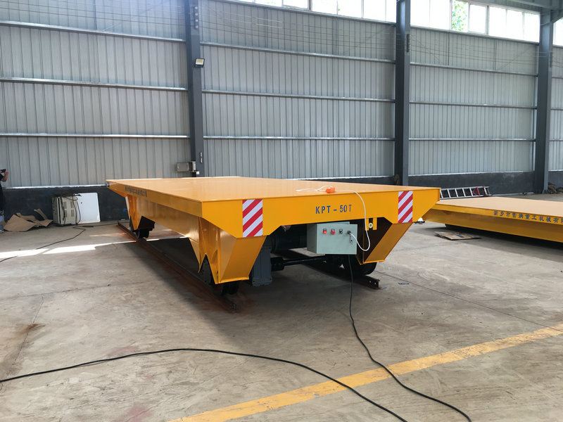 50T Remote Cable Powered Rail Transfer Cart Tillverkningsanläggning Användning